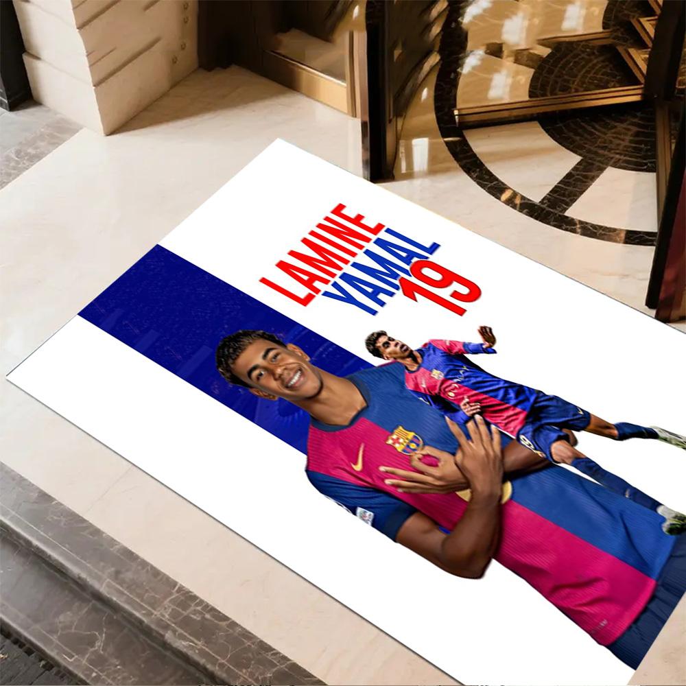 Lamine Yamal's Soccer Journey Carpet Perfect for Balcony Outdoor Dining Room Entryway Anti-slip Rug Anime Office Decor Wedding Party Gift
