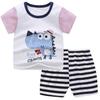 Комплект из 2 предметов в полоску для маленьких детей, футболка с короткими рукавами для мальчиков и девочек, костюм с шортами, летняя мультяшная хлопковая одежда