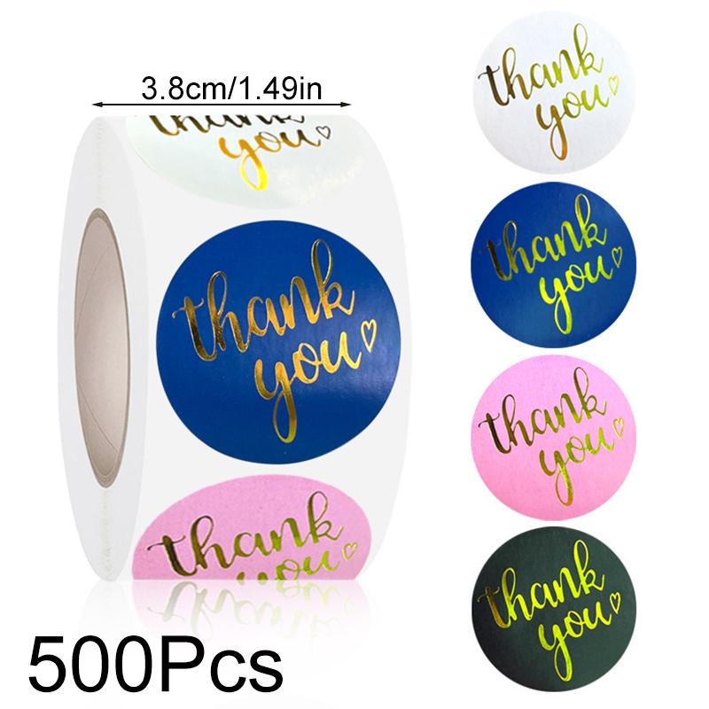 500Pcs/Roll Paper Thank You Sealing Tape Thank You Sticker Wedding Decor Self-adhesive Baking Cake Stickers Circular Gifts Bags