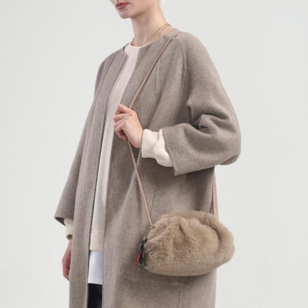 Lara Fur Clutch Crossbody Bag Beige Lala2f138