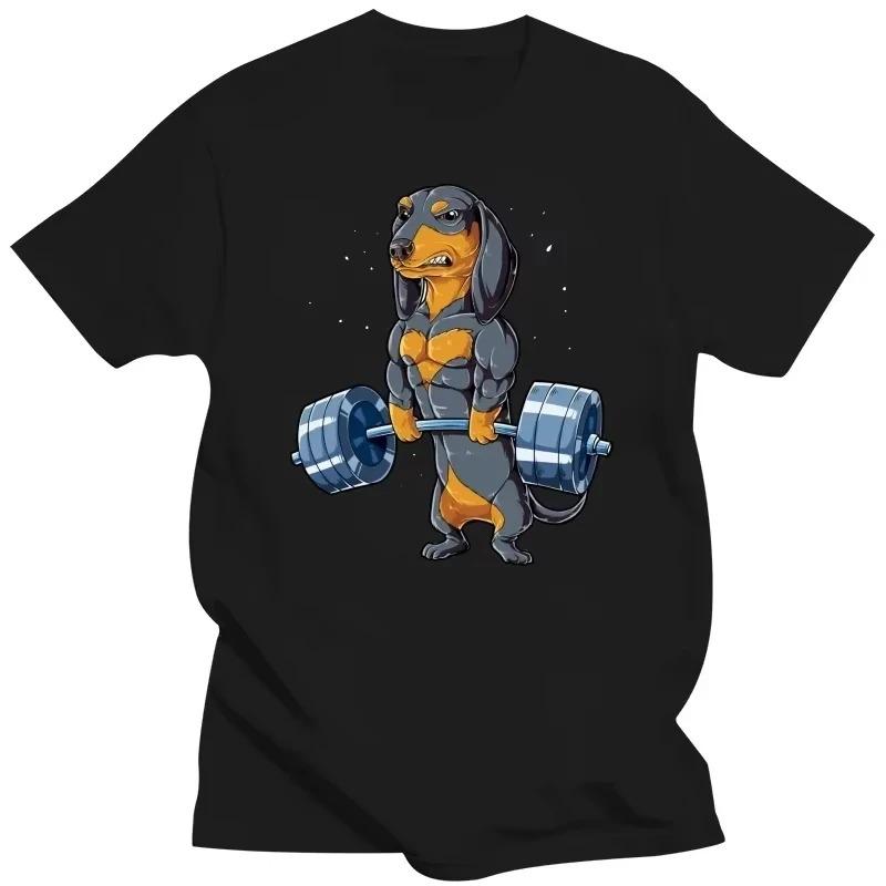Dachshund Weightlifting Funny Deadlift Gym TShirt Street Style Y2K Short Sleeve Summer Birthday Women And Unisex TShirt