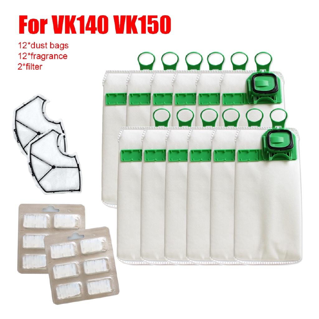 12 шт., высокоэффективный пылевой фильтр, замена мешка для Vorwerk VK140 VK150, мешки для мусора FP140, пылесос + 12 ароматов