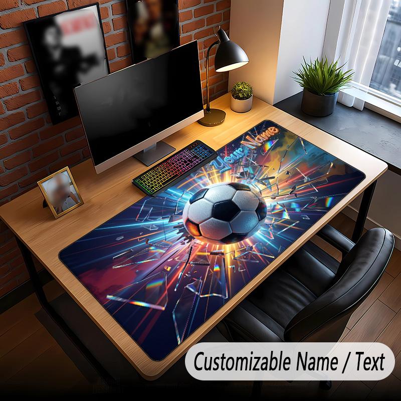 Soccer Theme Custom Mouse Pad Personalized With Name Text Customized Desk Mat For Office Home Decor