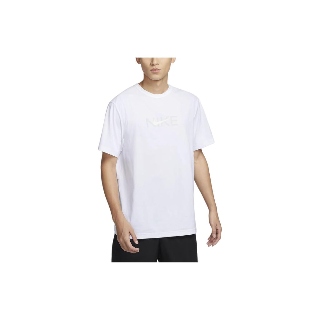 Nike Logo Print Loose Fit Crew Neck Short Sleeve T-Shirt With Drop Shoulders Men Tops White HF4635-100