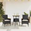 VidaXL Garden Dining Set and Cushions 3 Pcs Black Rattan Acacia 3278717