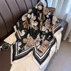 90*90 см Квадратный платок с ретро-принтом для женщин, шарфы из имитации шелка, банданы, роскошные пляжные накидки-шарфы, элегантный хиджаб, шейный платок