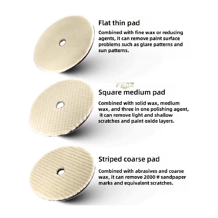 2 PCS 6/7 Inch Japan Wool Polish Pad For DA RO Car Polisher Woolen Buffing Disc Car Clean Product Automotive Scratch Removing