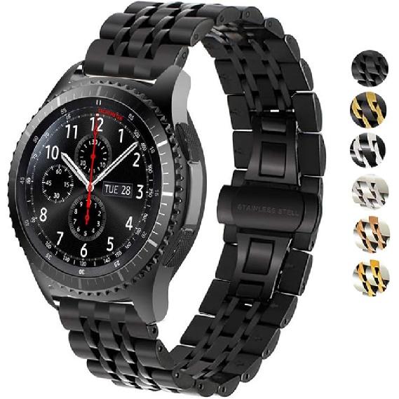 Band Compatible for Galaxy Watch 46mm / Galaxy 3 45mm, 22mm Solid Stainless Steel Metal Replacement Strap for Samsung Gear S3 Frontier/Classic/Moto