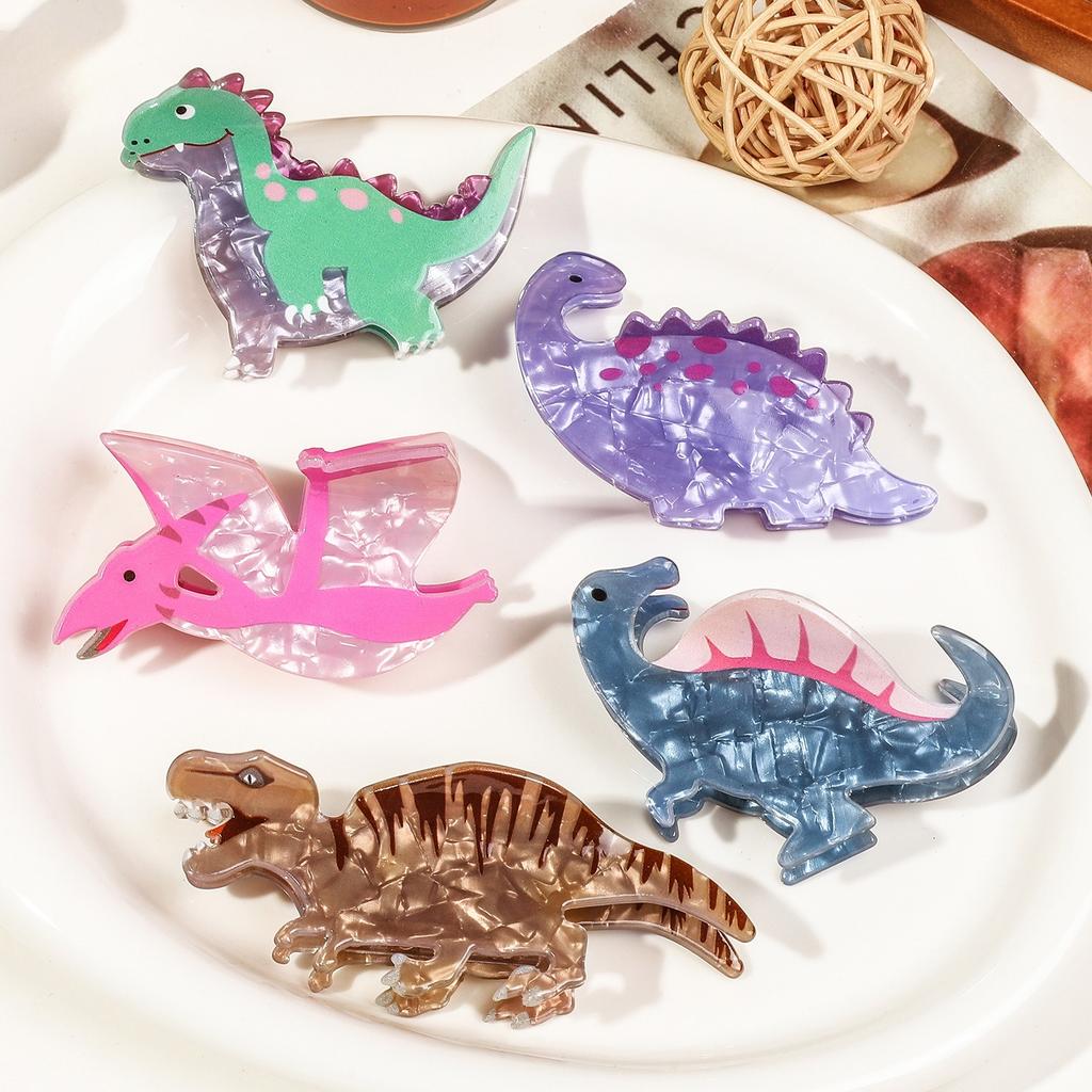 Acrylic Cute Cartoon Dinosaur Hair Claw Women Girls Simple Kawaii Hair Grab Clip Back of Head Hair Shark Clip Style Accessories
