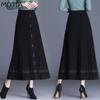 Осень-зима женская трикотажная юбка-миди женская юбка с высокой талией утепленная однотонная тонкая плиссированная юбка трапециевидной формы средней длины