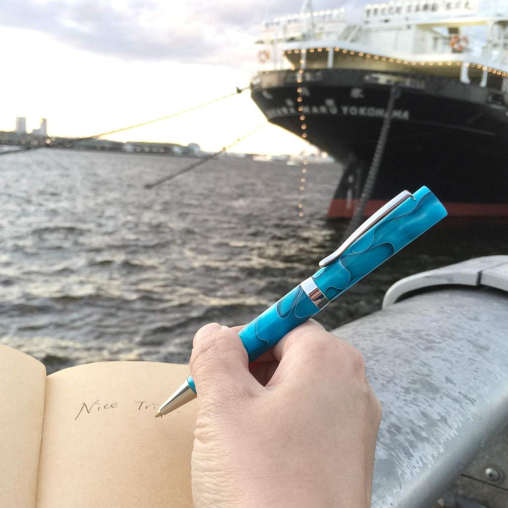 LACHIEVA LUX Luxury Writing Instrument Blue Acrylic Ballpoint Pen Gift Set A Luxurious Gift for Men and A Nice Pen Set for Women. Writing.