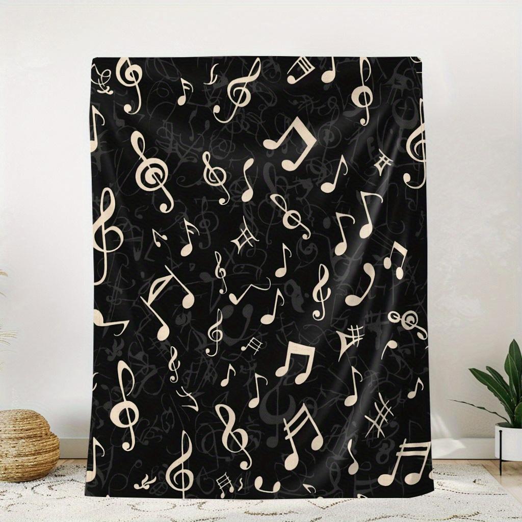 Contemporary Musical Note Flannel printed blanket suitable for all seasons suitable for living room office sofa and travel