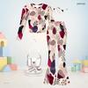 Girls Round Neck Long Sleeve Printed Top Flared Pants Two Piece Set