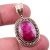 Red Ruby(Simulated) Handmade 925 Sterling Silver Two Tone Pendant 1.50" N3a77