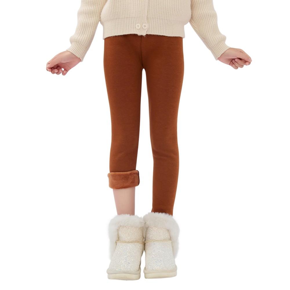 Simple Autumn Winter Leggings Girls' Fleece Thick Warm Leggings Cute Pants Kid Girl Colorful Children Solid Trousers
