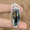Natural Picasso Jasper Gemstone Pendant Flower Black 925 Sterling Silver Jewelry