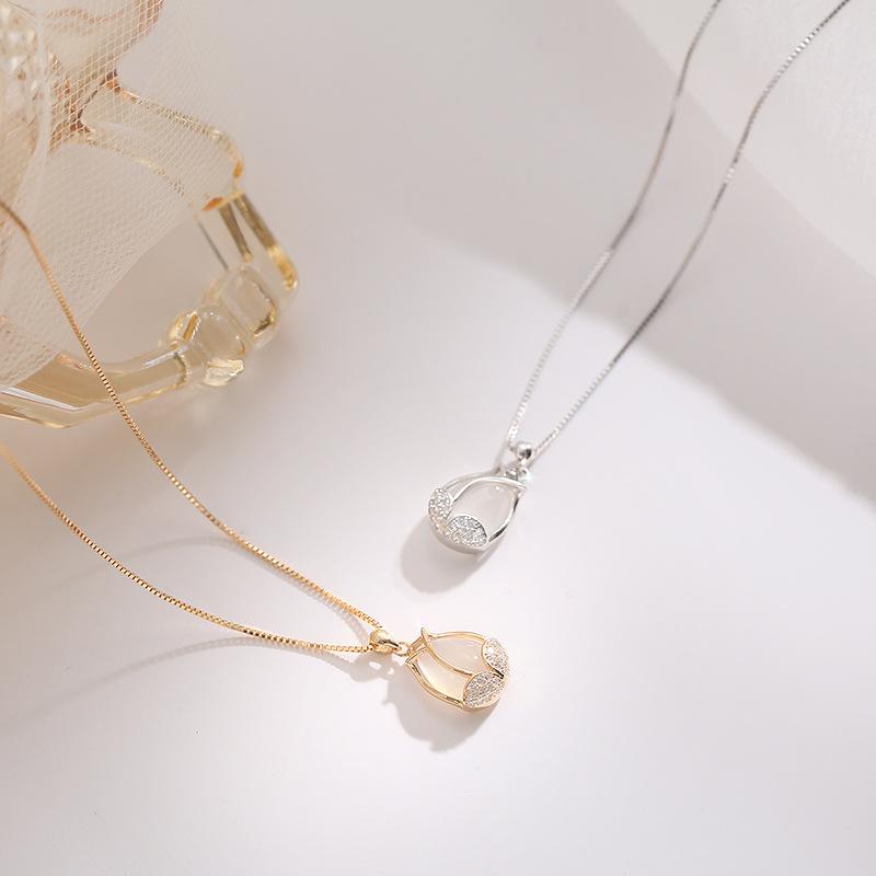 Элегантное ожерелье из стерлингового серебра 925 пробы с опаловым цветком, подвеска-цепочка, вечерние ювелирные изделия, ожерелье для женщин, свадьба Dz297