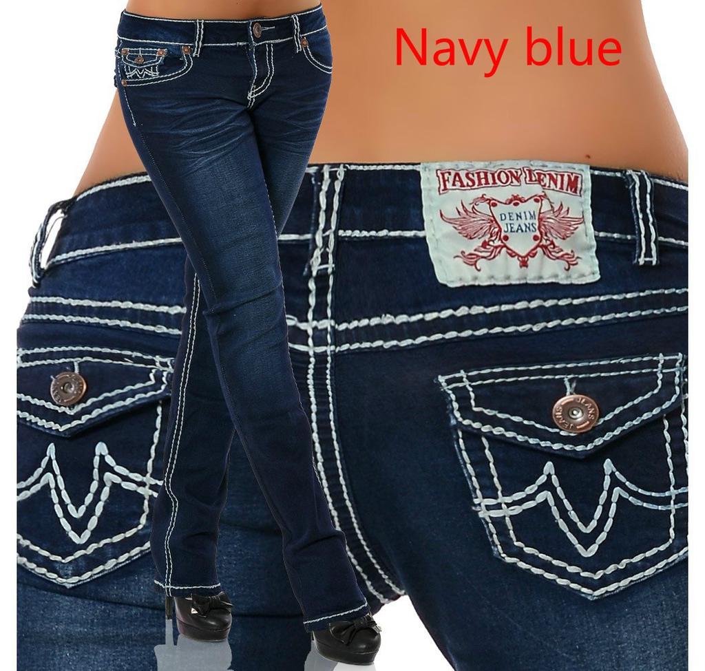 Women Fashion High Waist Slim Casual Washed Straight Jeans S-3XL