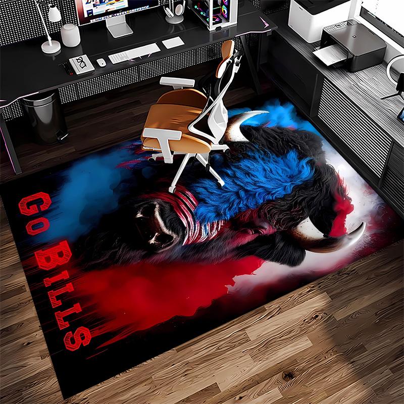Buffalo Bill LOGO Print Area Rug - Soft, Washable Non-Slip Indoor Mat for Office Chairs, Living Room, Home Office Decorative Rug