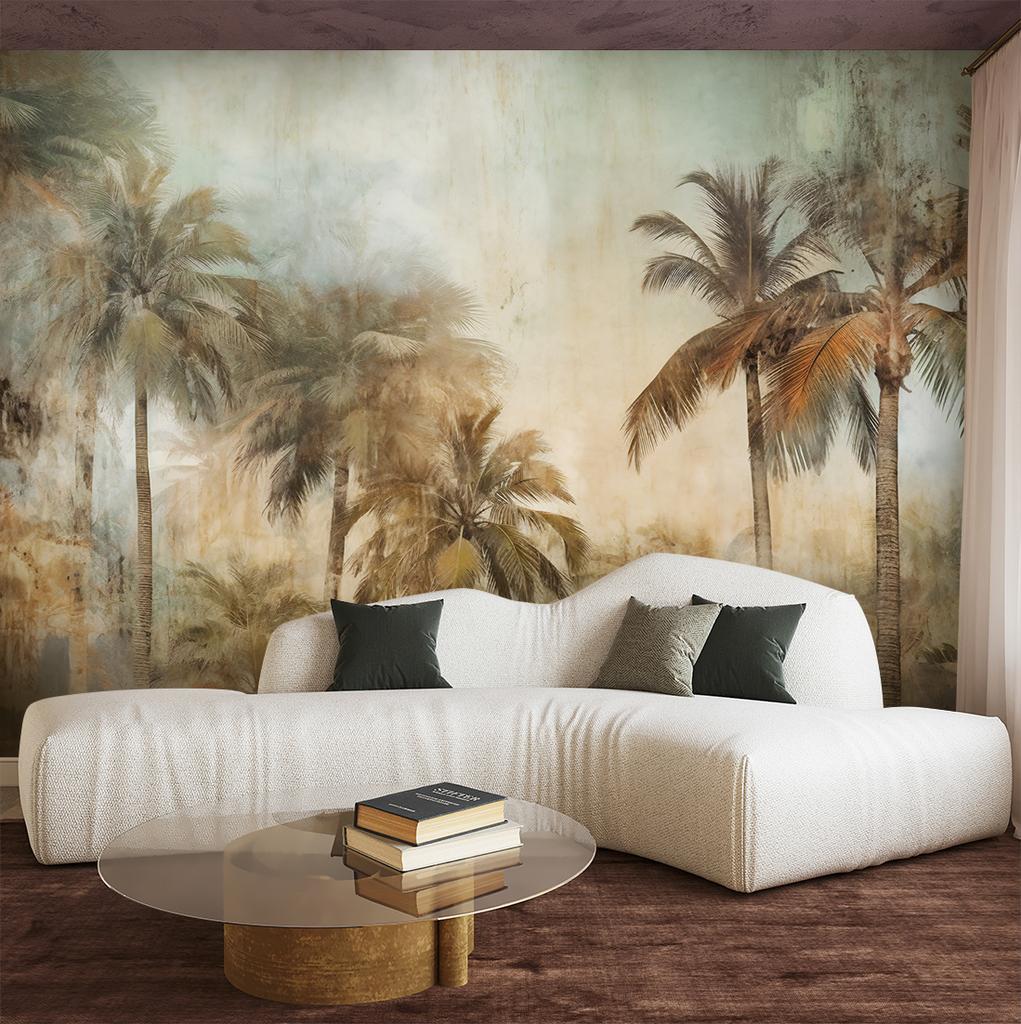 Wallpaper Tropical jungle in sepia