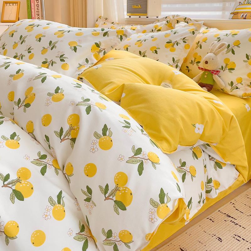 Thickened Skin-friendly Cotton Sheets Four-piece Quilt Cover Twill Sheets Cartoon Dormitory Three-piece Set