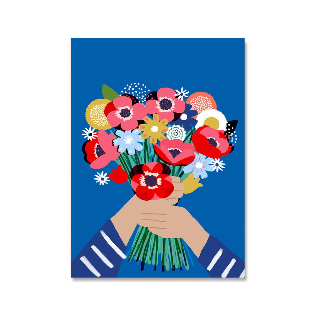 Abstract Tattooed Woman Wall Art Canvas Painting Prints Girl with Animal Flower Pictures Living Room Bedroom Wall Posters Decor