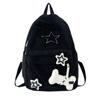 Backpack Bookbags for Girl Student Corduroy Rucksack with Star Pattern Large Capacity Double Strap Shoulder Bag