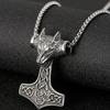 Men's Viking Wolf Head Blacken Animal Pendant Retro Stainless Steel Necklaces Punk Rock Homme Hipster Choker Male Party Jewelry