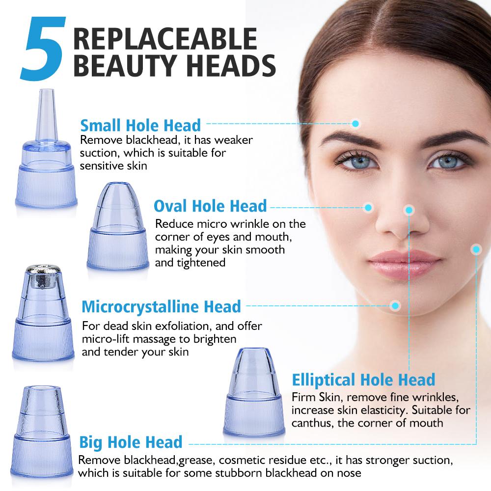Electric Vacuum Blackhead Removal Facial Cleansing Black Spots Suction Acne Pimple Remover Beauty Instrument Skincare Tools