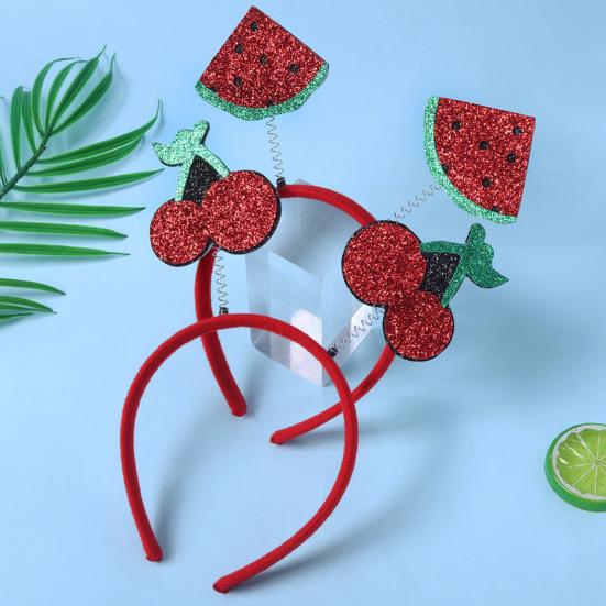 4Pcs Fruit Decor Headbands Cartoon Watermelon Cherry Strawberry Headpiece Spring Design Hair Hoop Headdress