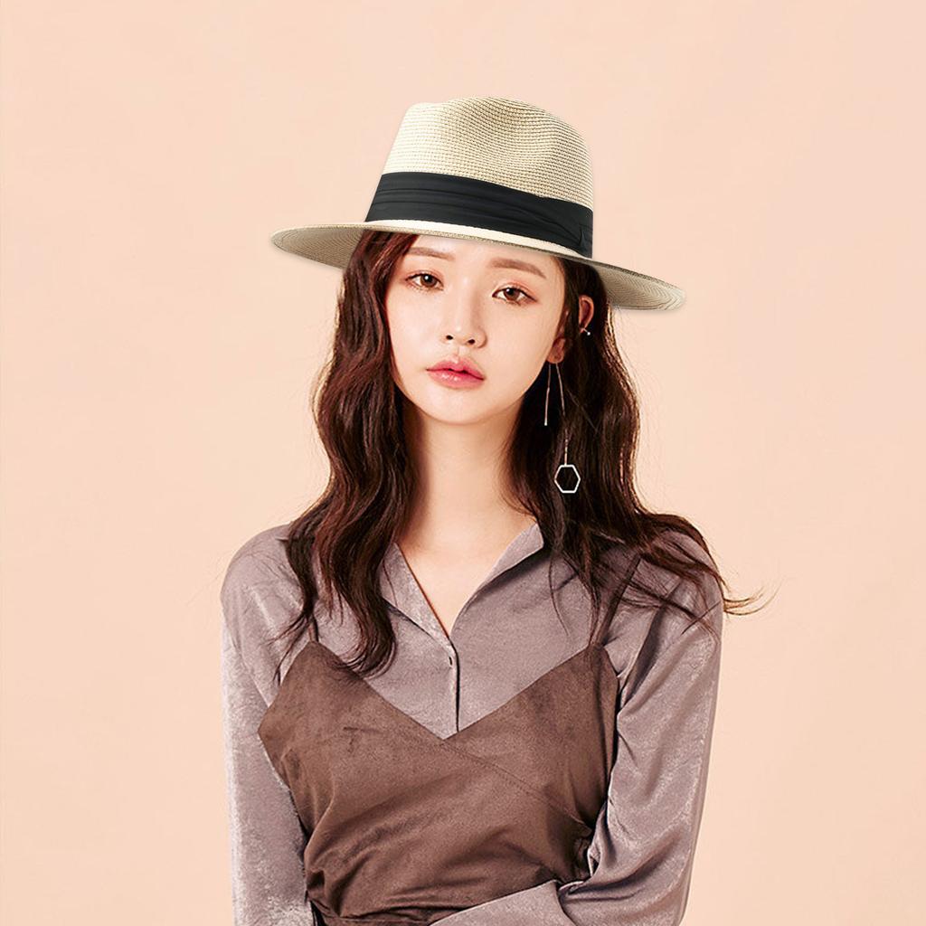 Hat Sun Hats For Women Men Wide Fedora Straw Beach Hat Couple Beach Hat