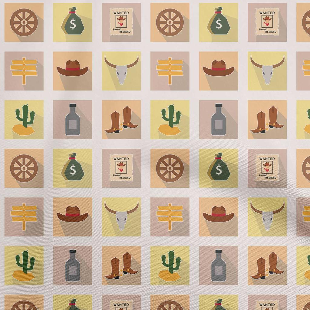 oneOone Cotton Poplin Gray Fabric Cowboy Quilting Supplies Print Sewing Fabric By The Yard 42 Inch