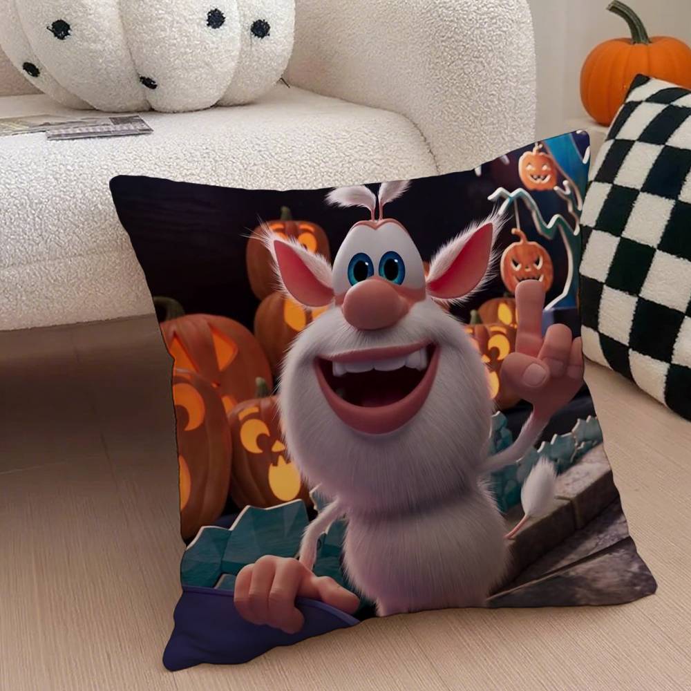 Cartoon Cute Fourbob-Booba Pillow Case Anti-Dustmite Pillowcase Invisible Zipper Silky Short Plush Sofa Cushion Cover
