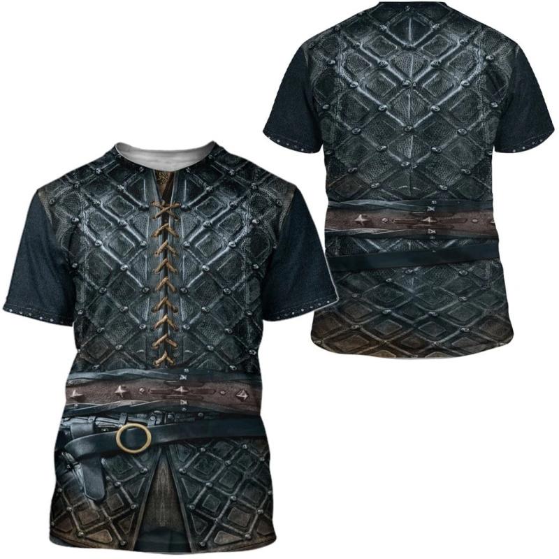 Мужская футболка с 3D принтом Viking Armor Harajuku, рубашка с коротким рукавом, повседневная рубашка Street Rider, летний топ унисекс