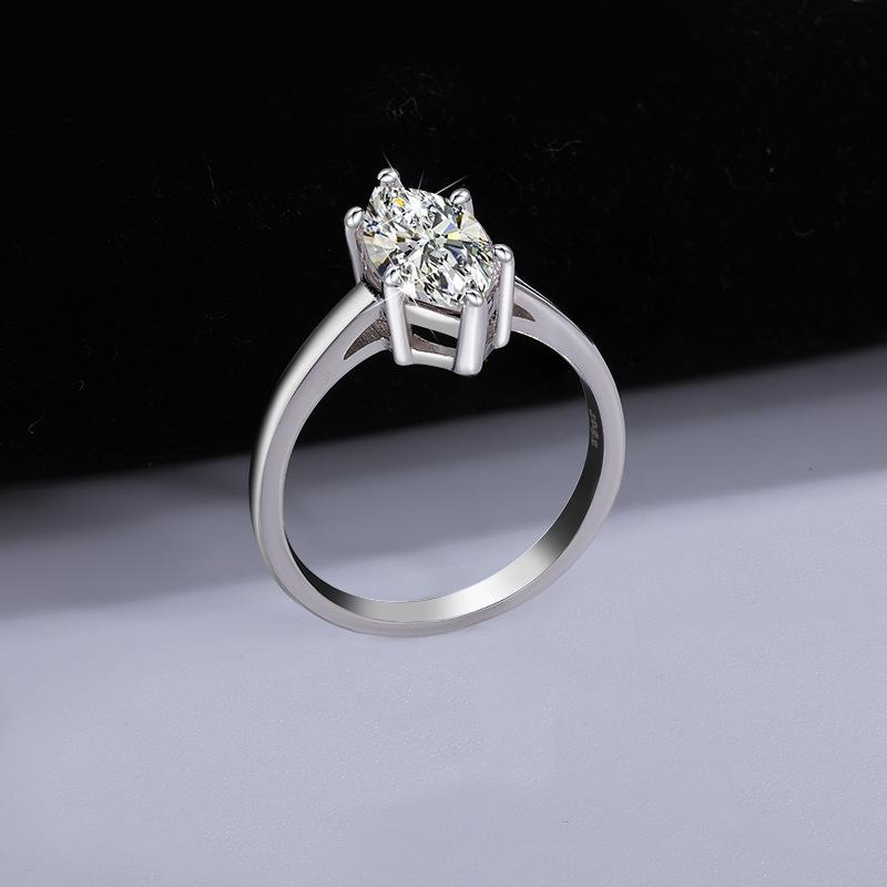 New Design S925 Silver 18k Gold Plated 1CT 2CT VVS D Color Marquise Cut Moissanite Women Ring Engagement Wedding Moissanite Band