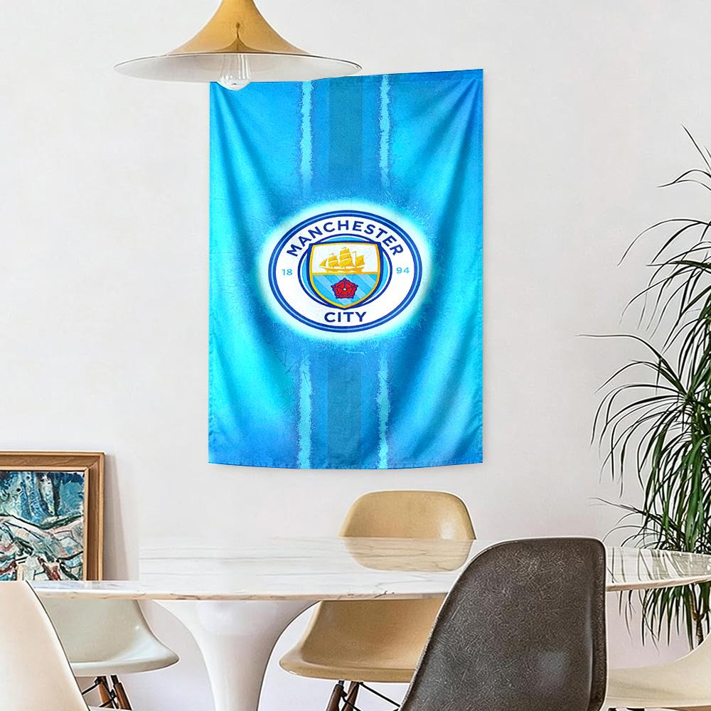 Manchester City Fc Logo Wall Decor Tapestry Art For Pet Memorial Birthdaywedding Party Backdrop Family Gift