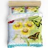 Flower Sunflower Butterfly Postmark Duvet Cover With Pillow Case Custom 3pcs Bedding Set Quilt Cover Double Bed Home Textile