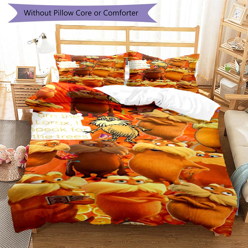 3pcs The Lorax Bedding Set Duvet Cover Closure Includes 1 Duvet Cover & 2 Pillowcases, Soft and Comfortable for All Seasons.