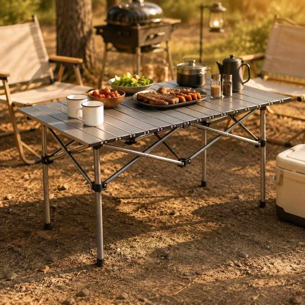 Folding Camping Table Metal Frame Portable