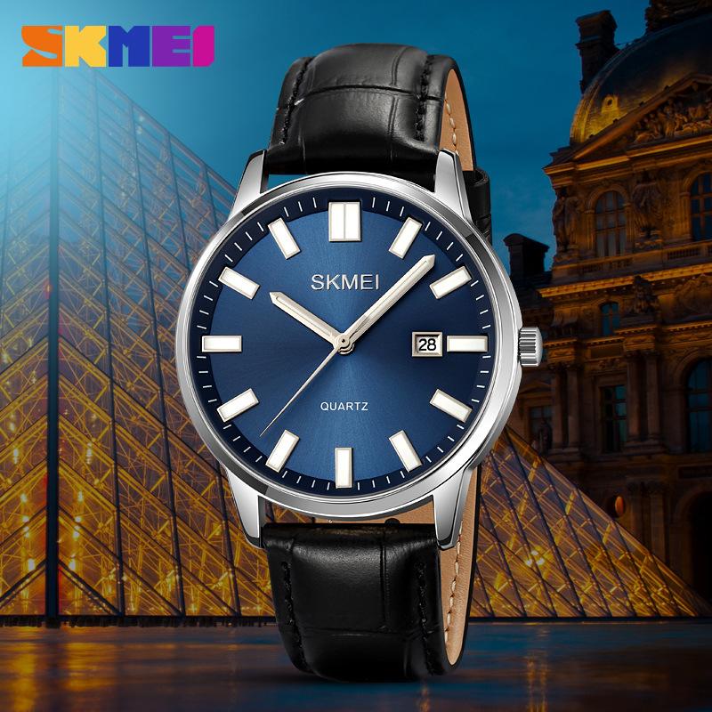 Мужские повседневные часы Moment Beauty 2252, кварцевые часы, водонепроницаемые, с кожаным ремешком, простые часы с календарем