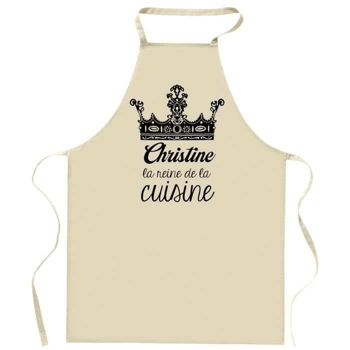 Tablier de cuisine - Christine Reine de la Cuisine - Impression bretonne - Coton résistant - Liens ajustables