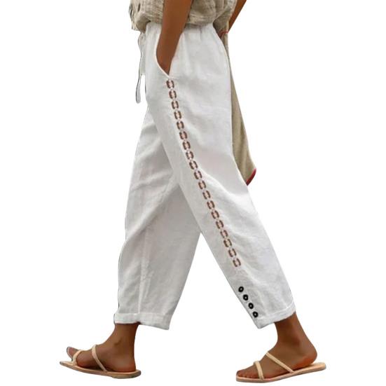 Женские повседневные брюки, легкие, дышащие, универсальные брюки с регулируемой резинкой на талии, удобные карманы, повседневная одежда