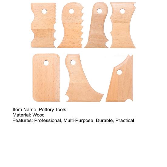 7 Pcs Pottery Tools Set Wooden Pottery Rib Foot Shaper Trimming Tools for Ceramics Clay Carving And Shaping Craft