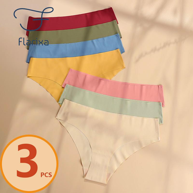 Flarixa 3 шт., бесшовные женские трусики из ледяного шелка, стринги, дышащие удобные женские трусы с низкой талией, женское сексуальное женское белье