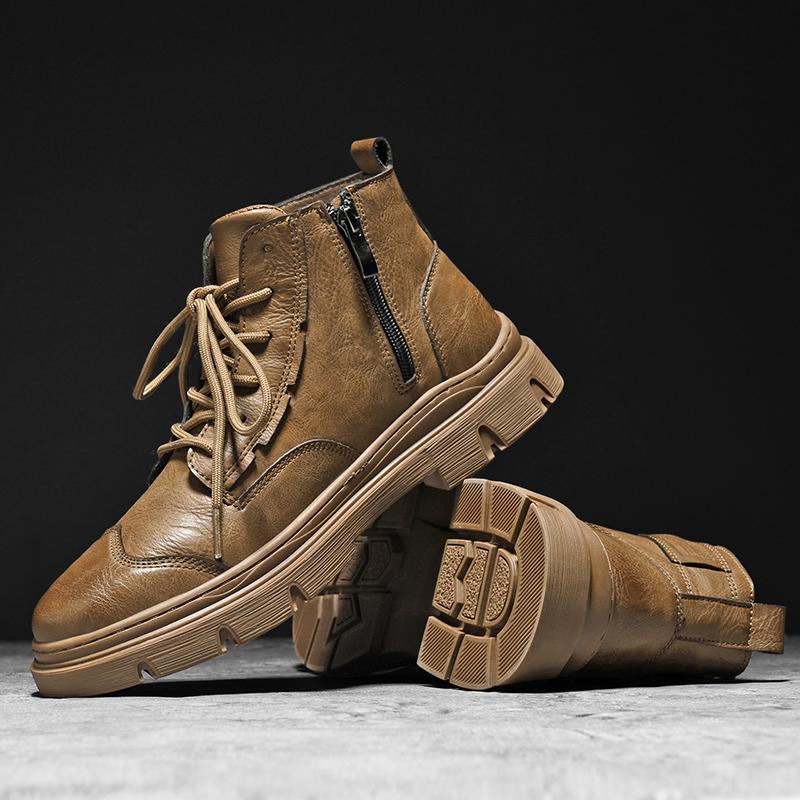 Итальянские брендовые мужские кожаные ботинки, рабочие ботинки на толстой подошве, модные новые зимние мужские высокие ботинки, износостойкие подошвы