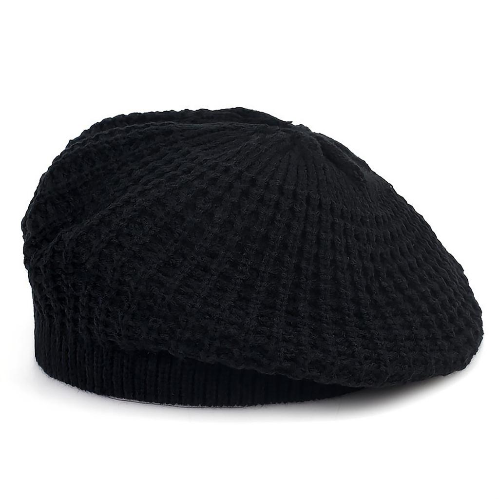 Women Solid Color Knitted Berets Autumn Spring Hollow Out Breathable Beanie Cap Female Girl Fashion Artist Painter Newsboy Cap