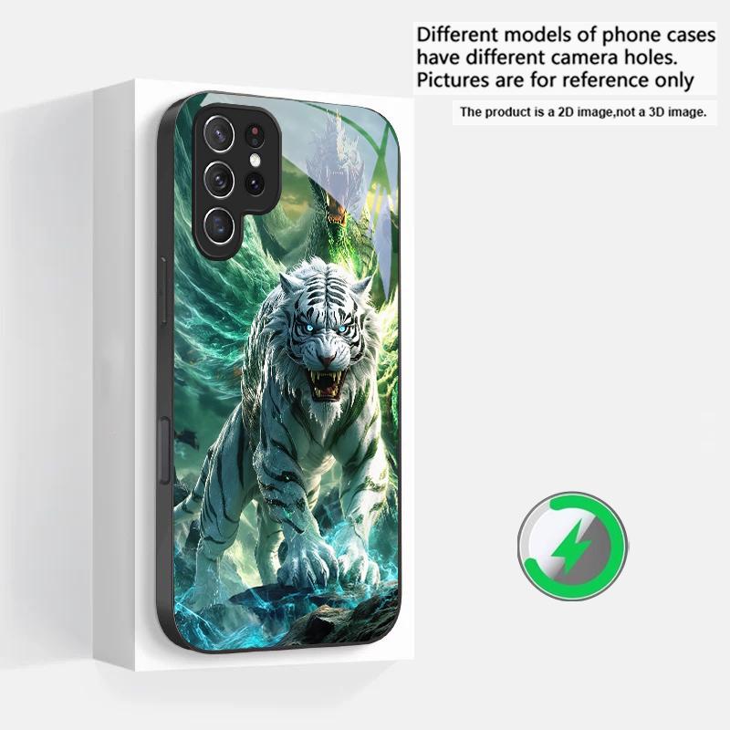 Огромный дракон и тигр Подходит для Samsung Galaxy S25 Ultra S20 FE S21 S22+ S23 Plus S24 S26 Edge Магнитный Стеклянный Чехол для Телефона