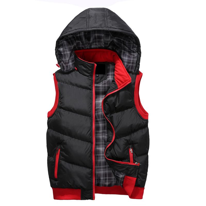 Жилет для мужчин Утолщенный мужской хлопковый жилет с капюшоном Повседневный модный жилет Мужская куртка