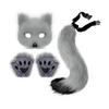 Furry Therian Costume Set for Girls Women Faux Fur Tail Plush Masque Fluffy Paw Gloves Set Fox Cat Wolf Animal Cosplay Accessories for Halloween