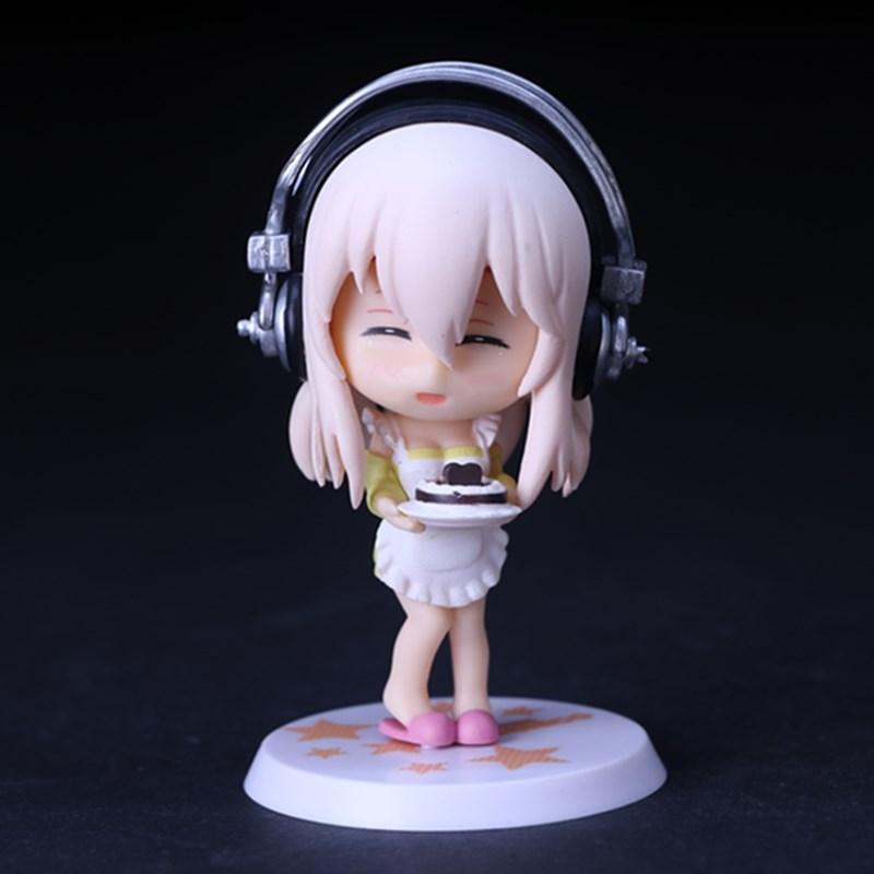 10СМ Аниме Фигурка Super Sonico Рабочий Купальник Костюм Шасси Q Версия Модель Куклы Подарок Коллекционная Коробка Украшение Игрушки Хобби